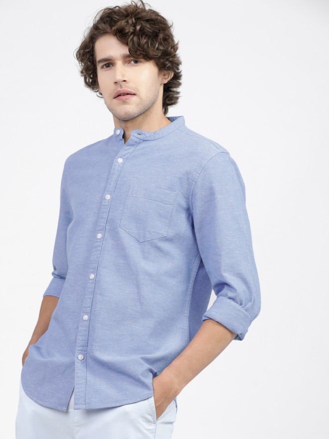 Ketch Men Blue Solid Slim Fit Casual Shirts 