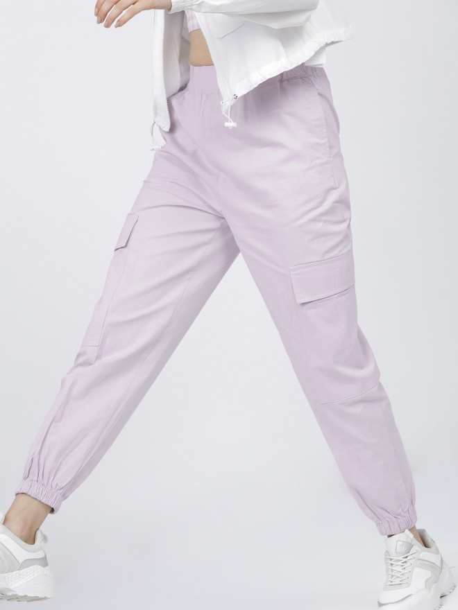 Shop Nuon Light Pink Cargo Style Flared Jeans Online  Westside