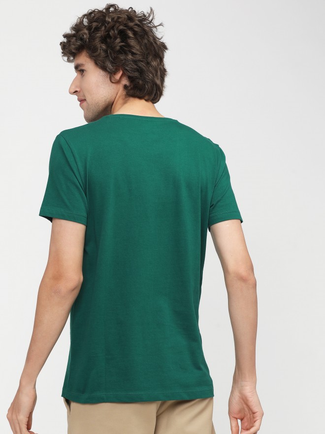 Highlander Men Green Printed Round Neck T-Shirts 