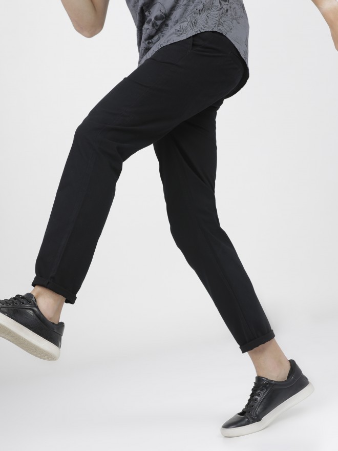 Buy Black Straight Stretch Chinos Trousers from Next India