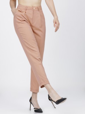 Solid Tapered Fit Trousers