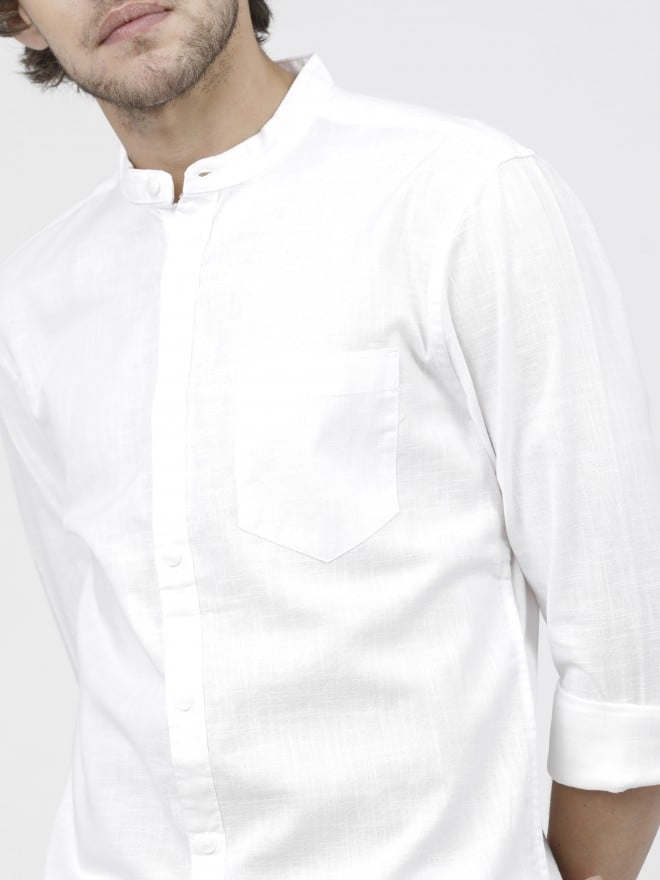 Ketch Men White Solid Slim Fit Casual Shirts 