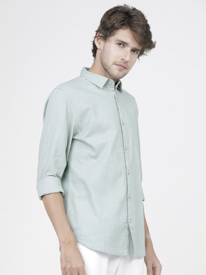 Ketch Men Green Solid Slim Fit Casual Shirts 