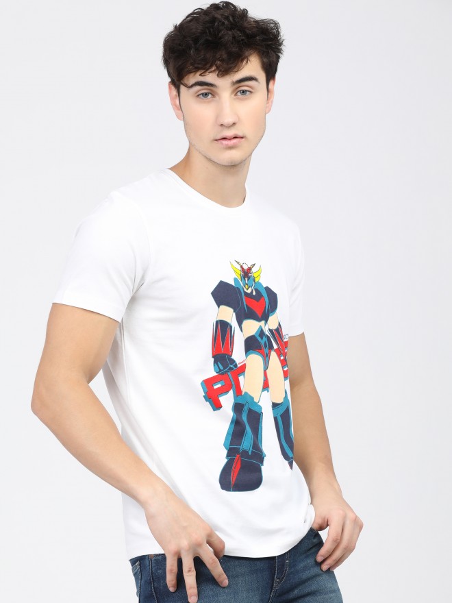 Locomotive Men White Printed Round Neck T-Shirts 