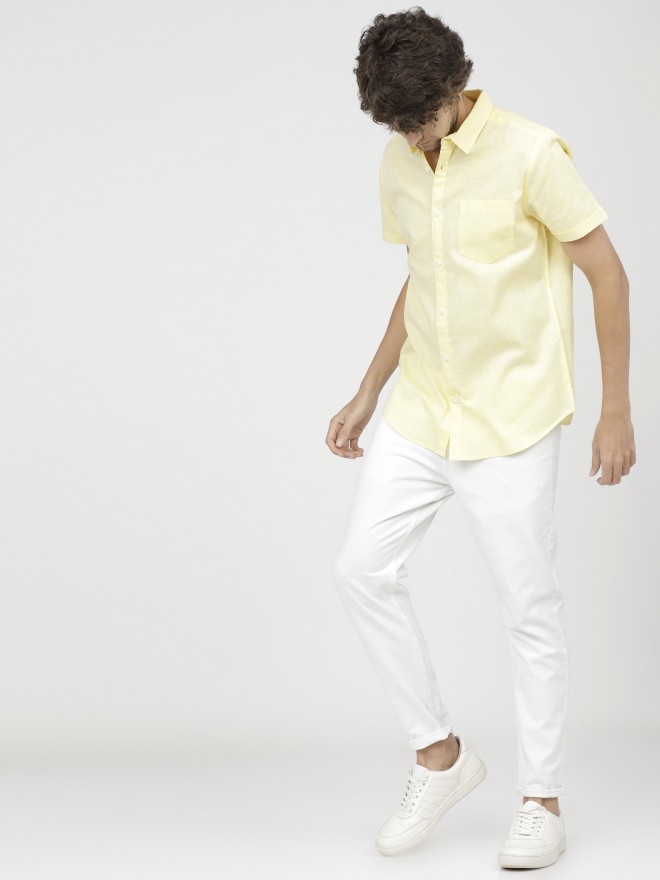 Buy Arrow Men Light Yellow Slim Fit Printed Formal Shirt  NNNOWcom