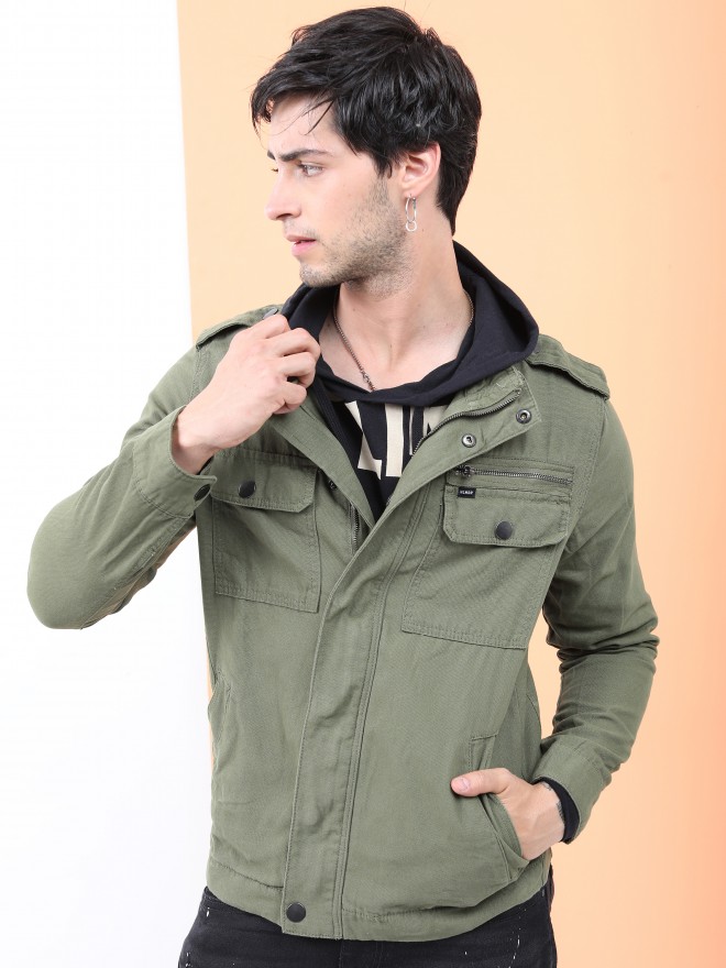 Buy Highlander Olive Open Front Jacket for Men Online at Rs.790 - Ketch