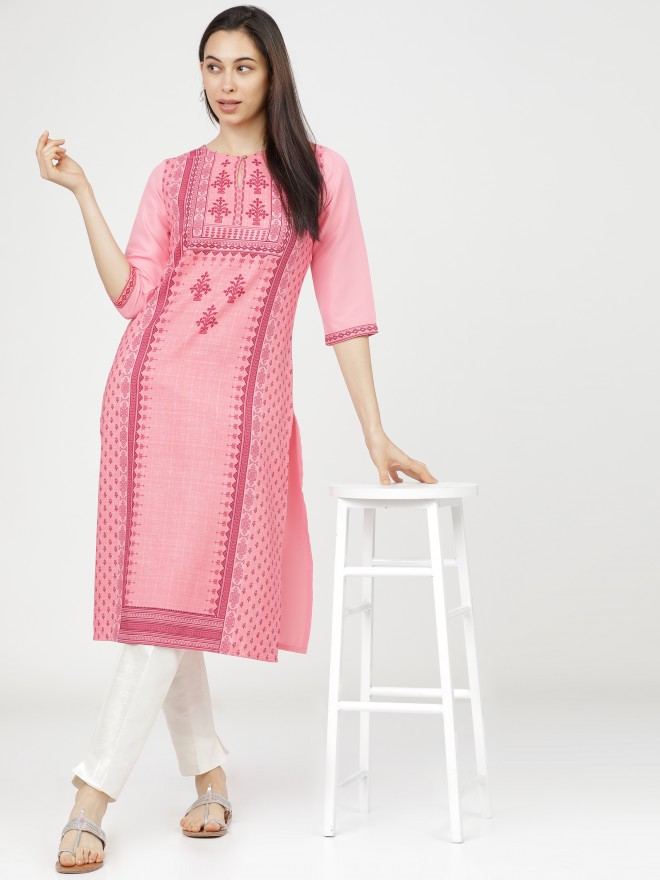 Buy Ketch Pink Straight Kurta for Women Online at Rs.349 - Ketch