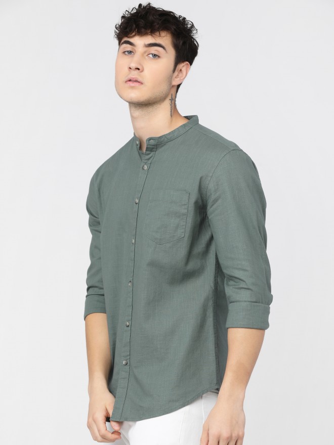 Buy Ketch Green Slim Fit Solid Casual Shirt for Men Online at Rs.469 ...