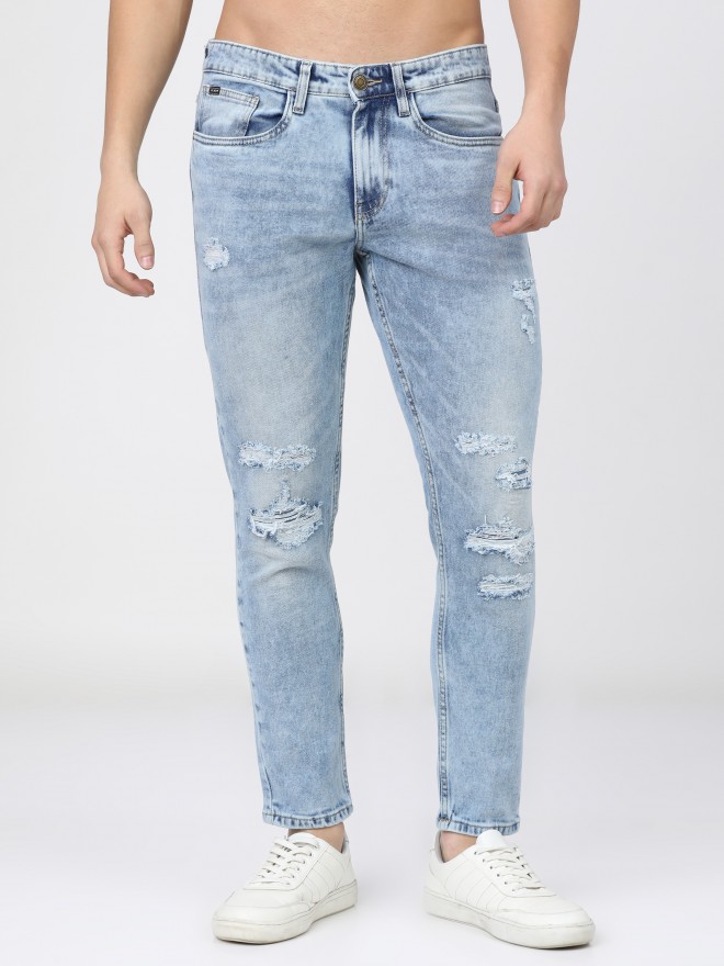 Buy Highlander Light Blue Tapered Fit Highly Distressed Stretchable Jeans  for Men Online at Rs.839 - Ketch