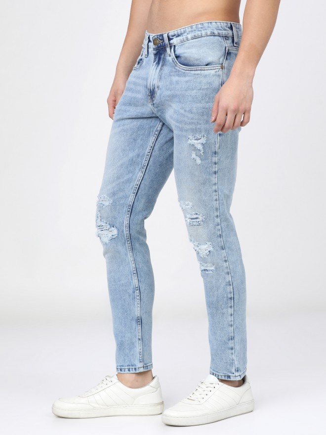 EU Drip Denim Paint Splatter Jeans For Men Light Blue Slim Fit With  Distressed Moustache, Graffiti Design, Damaged Holes, And Stretch Painted  Ripped Details Style #230827 From Cong02, $43.76 | DHgate.Com
