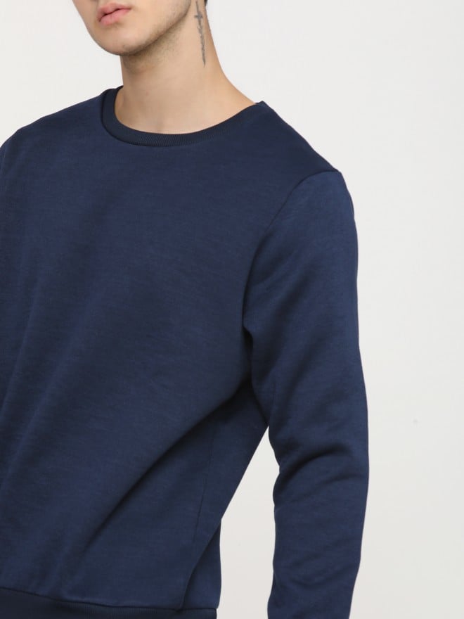 Highlander Men Navy Blue Round Neck Pullover Sweatshirts 