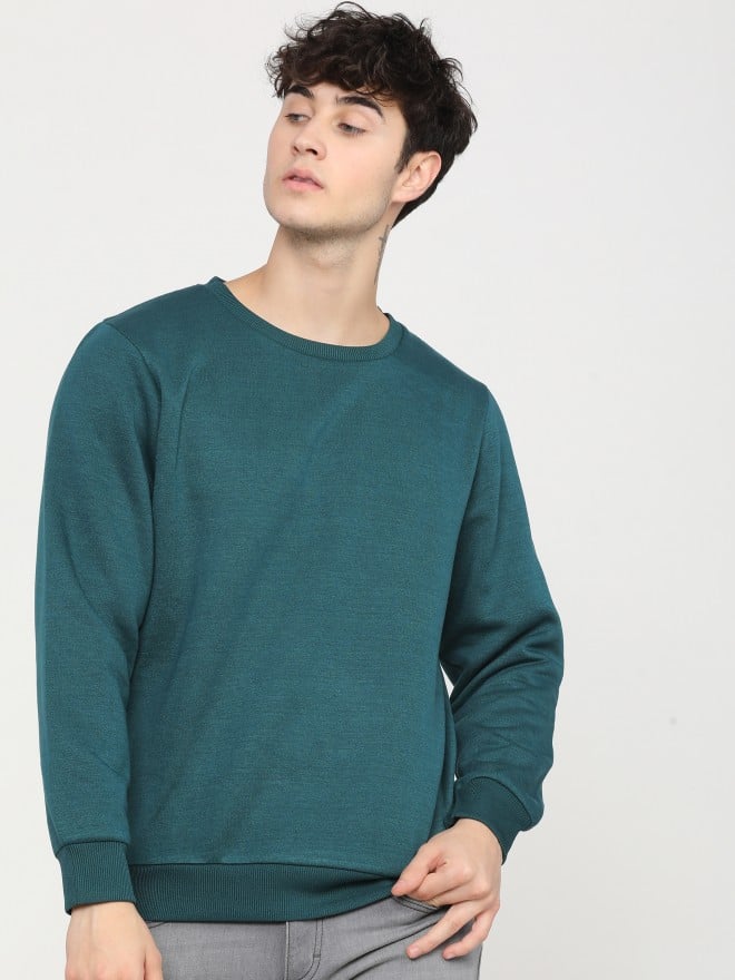 Highlander Men Green Round Neck Pullover Sweatshirts 