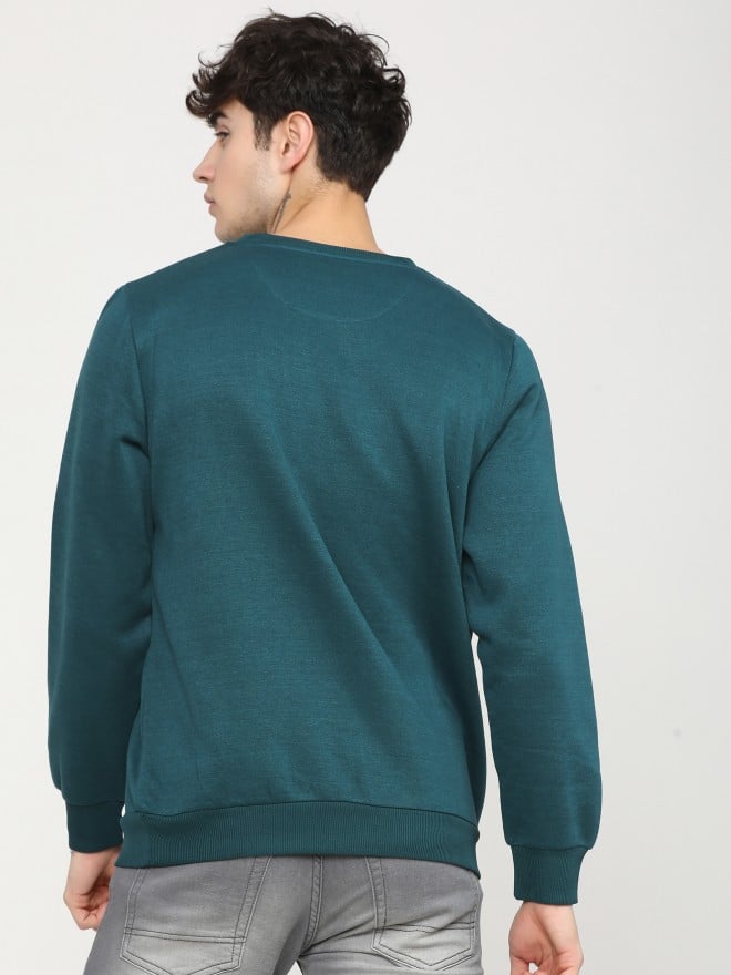 Highlander Men Green Round Neck Pullover Sweatshirts 