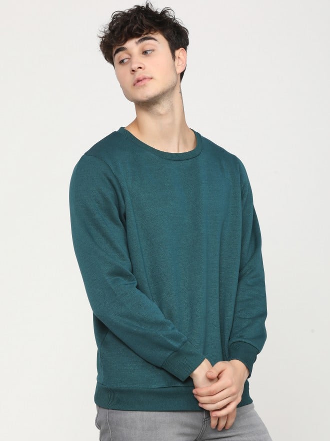 Highlander Men Green Round Neck Pullover Sweatshirts 