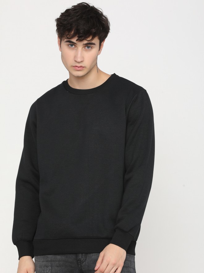 Highlander Men Black Round Neck Pullover Sweatshirts 