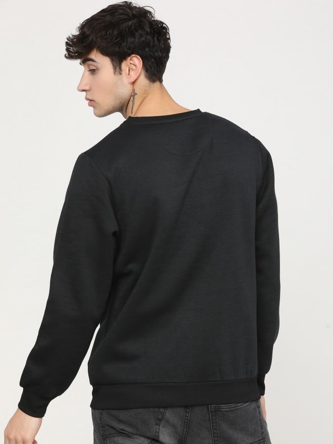 Highlander Men Black Round Neck Pullover Sweatshirts 