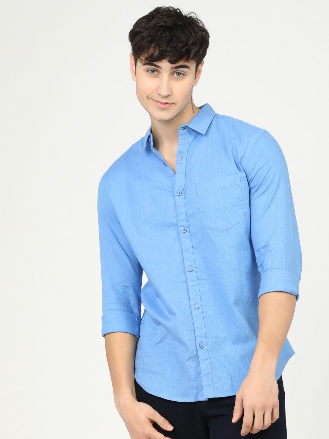 Buy Ketch Blue Slim Fit Solid Casual Shirt for Men Online at Rs.509 - Ketch