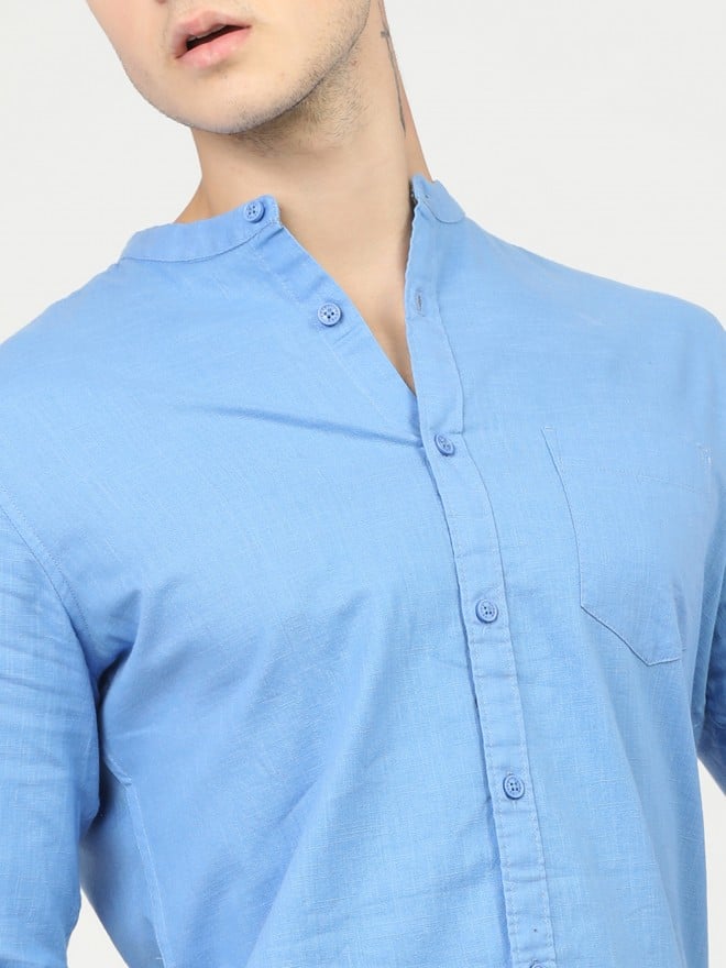 Ketch Men Blue Solid Slim Fit Casual Shirts 