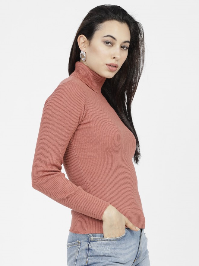 Tokyo Talkies Women Rose Turtle Neck Sweaters 