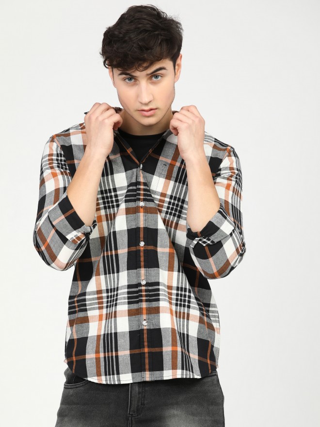 checked shirt off white