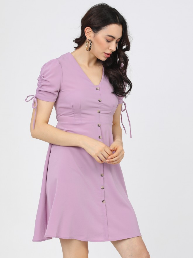 Buy Tokyo Talkies Women Elegant Lavender Solid Dress - Dresses for Women  17024278