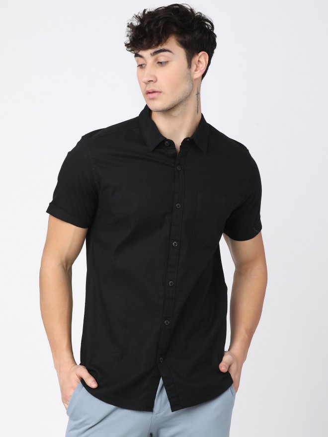 Buy Ketch Black Slim Fit Solid Casual Shirt for Men Online at Rs.399 ...