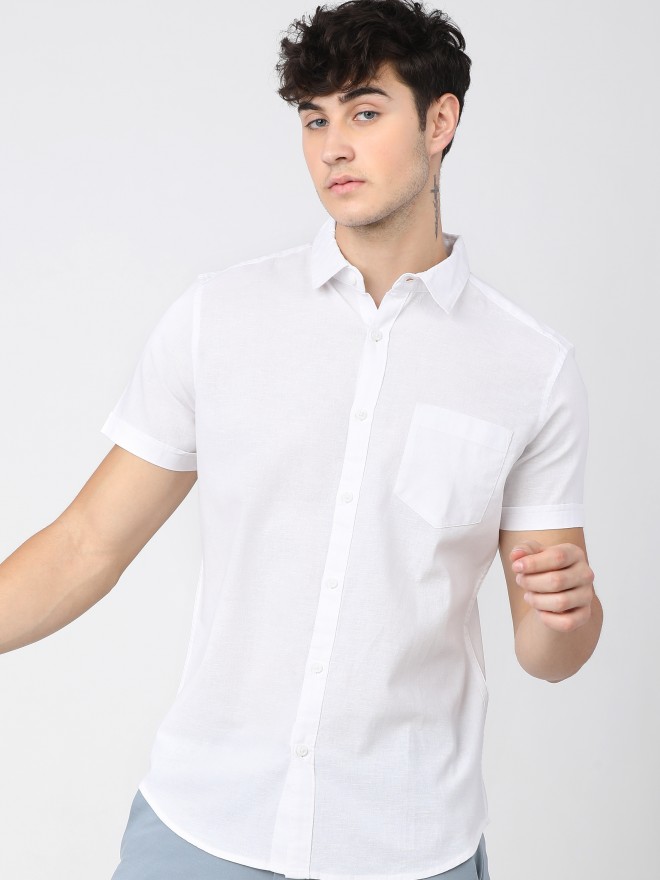 Buy Ketch White Slim Fit Solid Casual Shirt for Men Online at Rs.429 ...