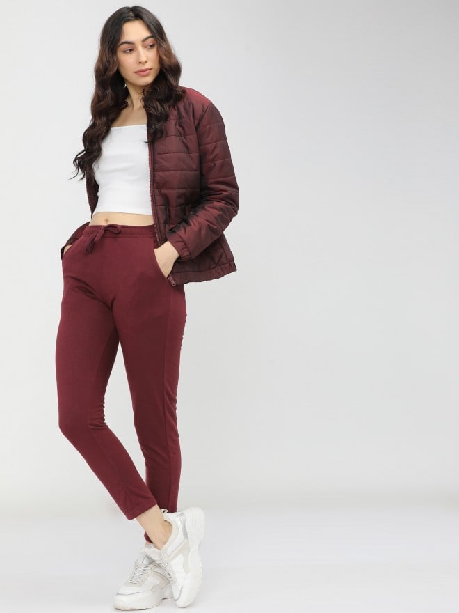 Burgundy womens clearance puffer jacket