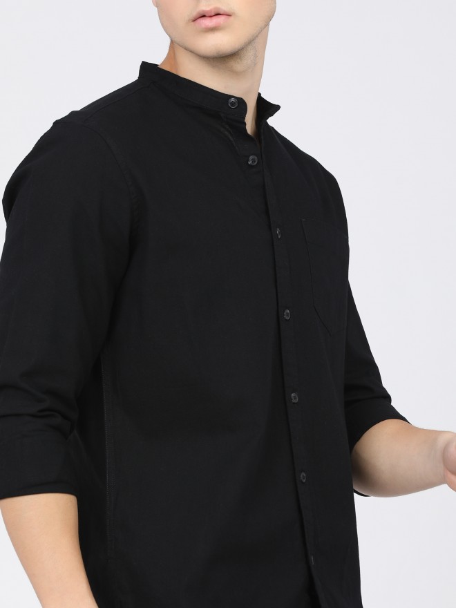 Ketch Men Black Solid Slim Fit Casual Shirts 