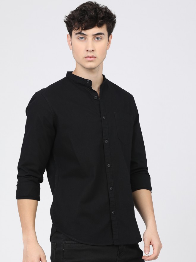 Ketch Men Black Solid Slim Fit Casual Shirts 