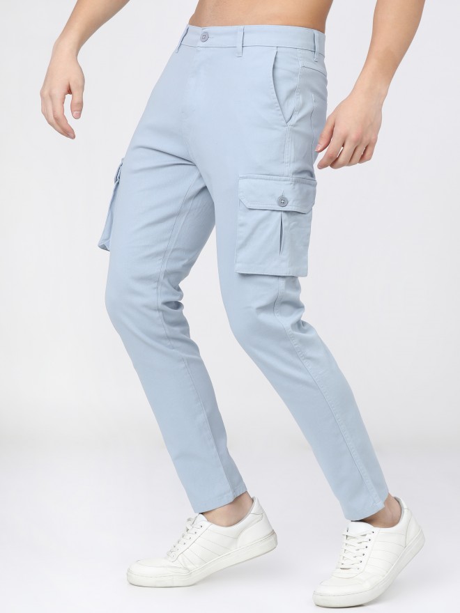 Ice Blue Stretchable Casual Trouser