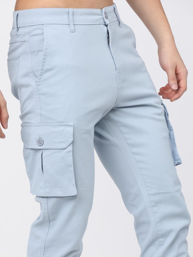 Buy Men's Buzzer Sky Blue Cargo Baggy Jeans Online | SNITCH