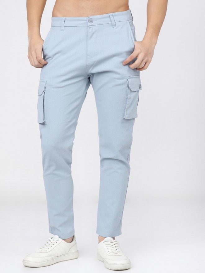 Buy Light Grey Cotton Cargo Pants For Men Online In India
