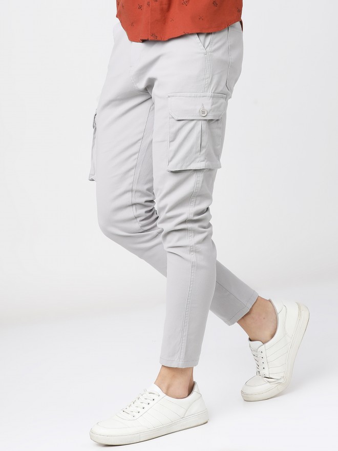 Canvas cargo trousers  Light grey  Ladies  HM IN