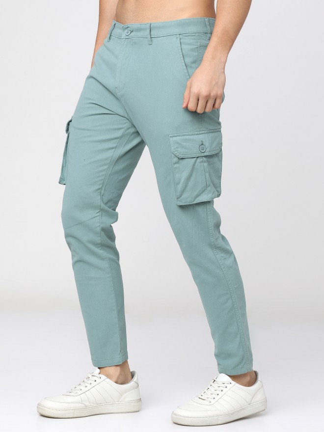 Buy Mens Blue Slim Fit Cargo Trousers for Men Green Online at Bewakoof