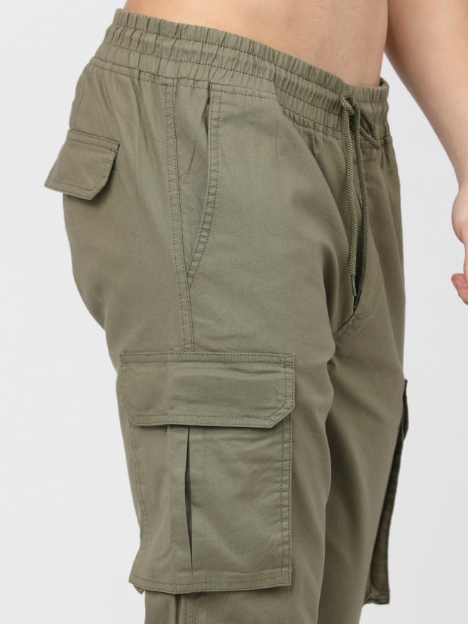 BOTTLE GREEN CARGO PANT REGULAR FIT  ROOKIES