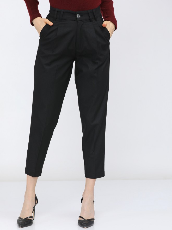 Buy Tokyo Talkies Black Tapered Fit Trouser for Women Online at Rs.589 -  Ketch