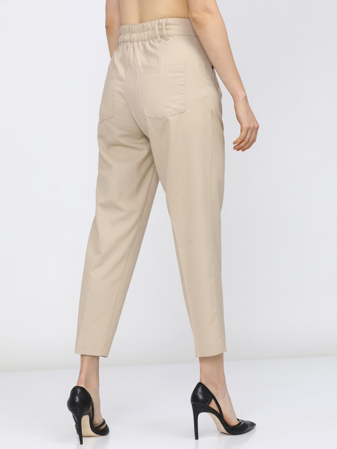 Miiyana Cuffed Ankle Pants for Women Trendy High Waist Dressy Pants with  Pockets Button Down Khaki XL at Amazon Women's Clothing store