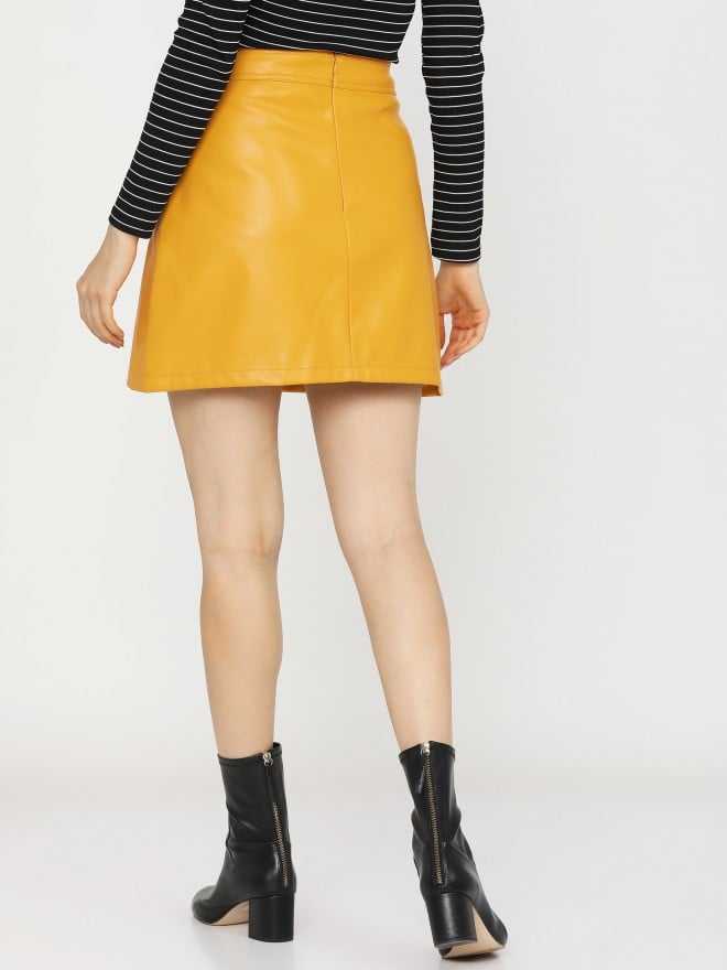 Buy Tokyo Talkies Mustard Below Knee Length Skirt for Women Online at ...