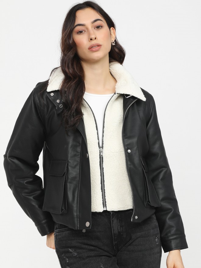 Tokyo Talkies Women Black Open Front  Jackets 