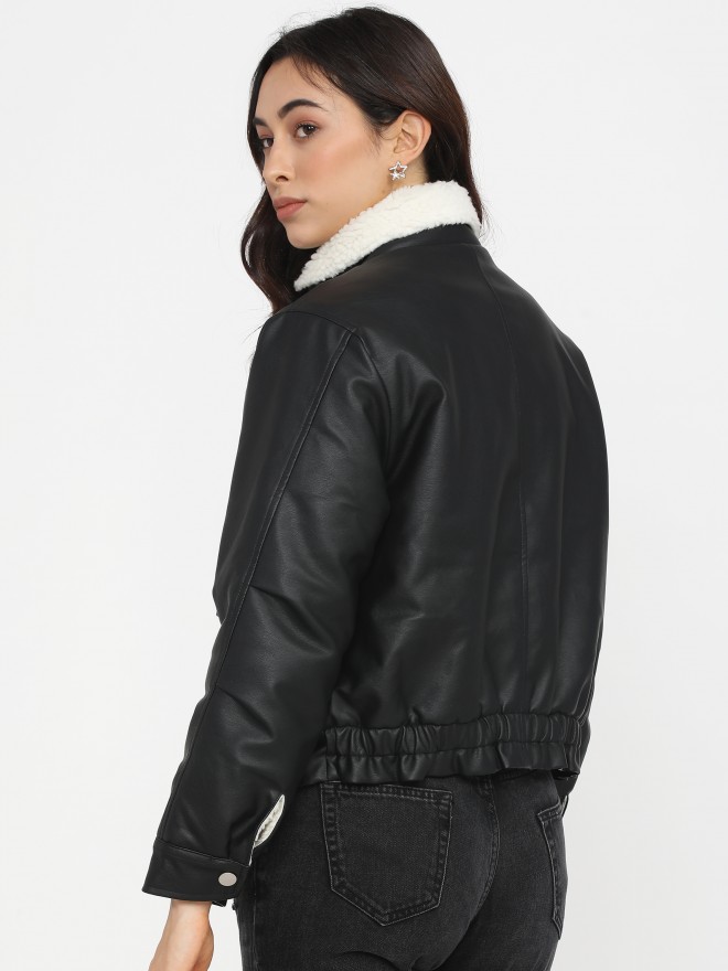 Tokyo Talkies Women Black Open Front  Jackets 