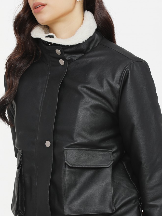 Tokyo Talkies Women Black Open Front  Jackets 