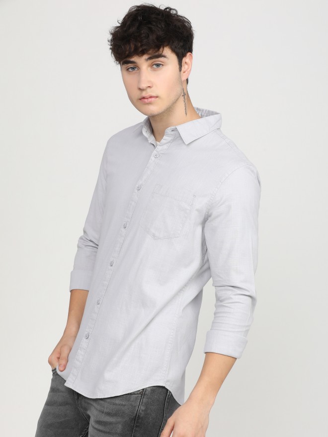Buy Ketch Light Grey Slim Fit Solid Casual Shirt for Men Online at Rs ...
