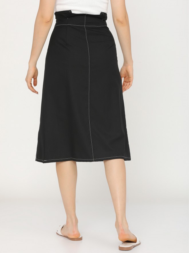 Tokyo Talkies Women Black Midi Skirts 