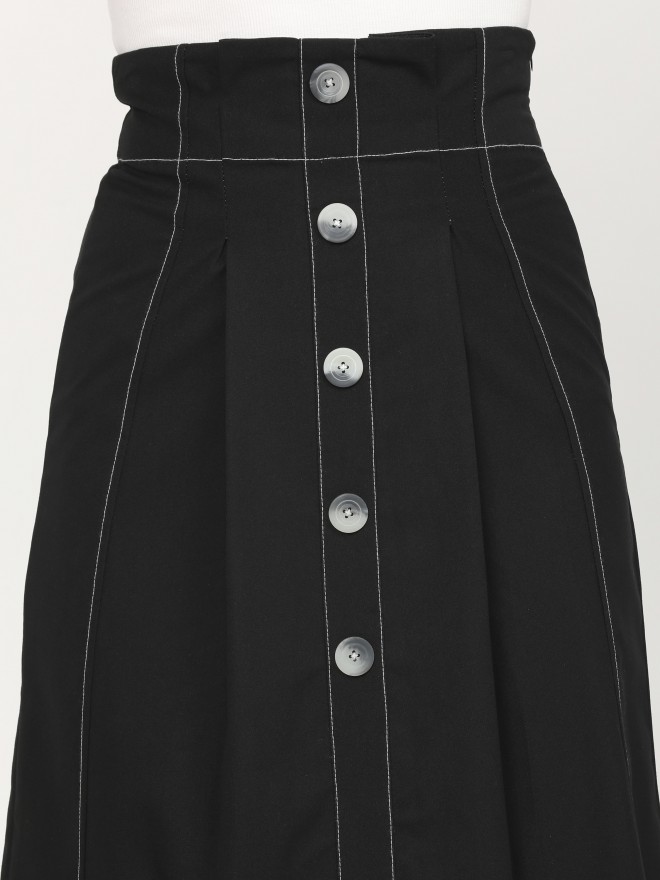 Tokyo Talkies Women Black Midi Skirts 