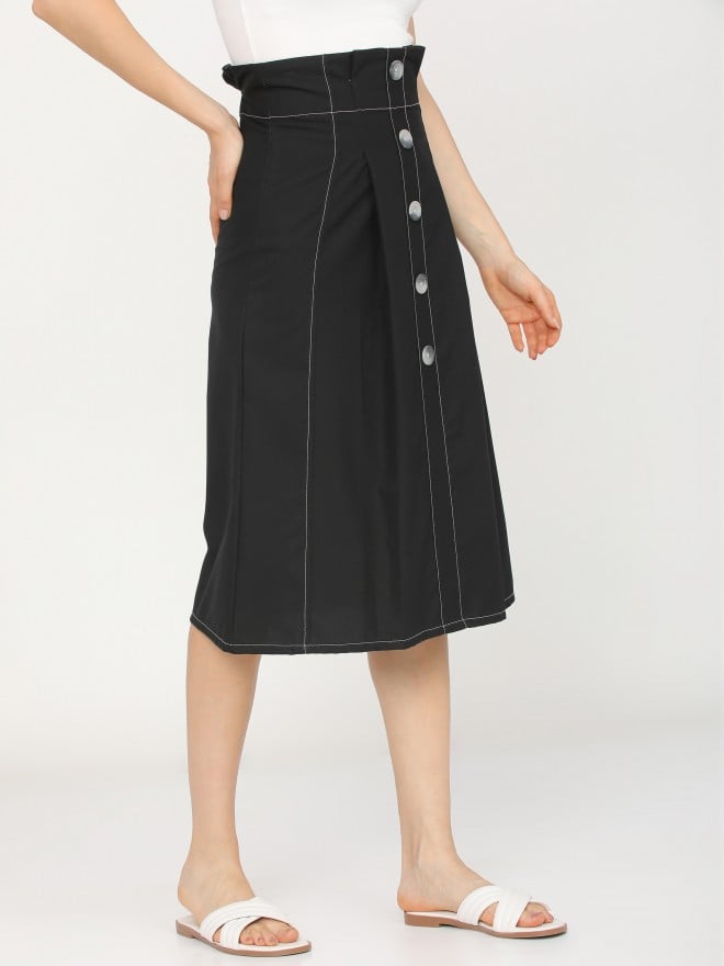 Tokyo Talkies Women Black Midi Skirts 