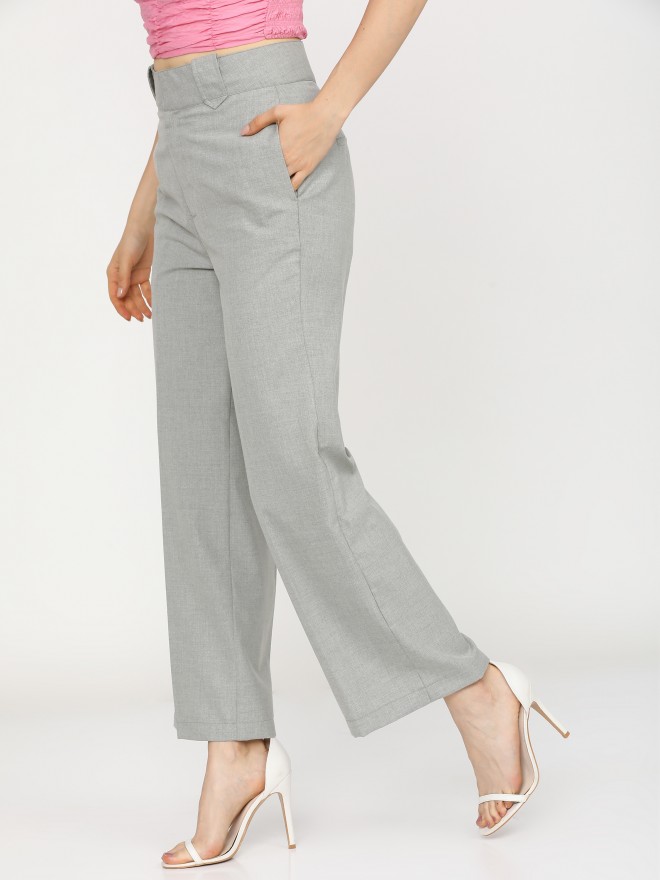 Buy Women Grey Solid Formal Trousers Online  232416  Allen Solly