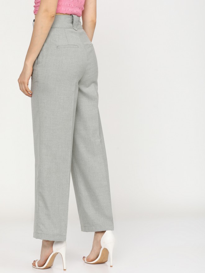 Womens High Waisted Pleat Front Tapered Work Trousers  Boohoo UK
