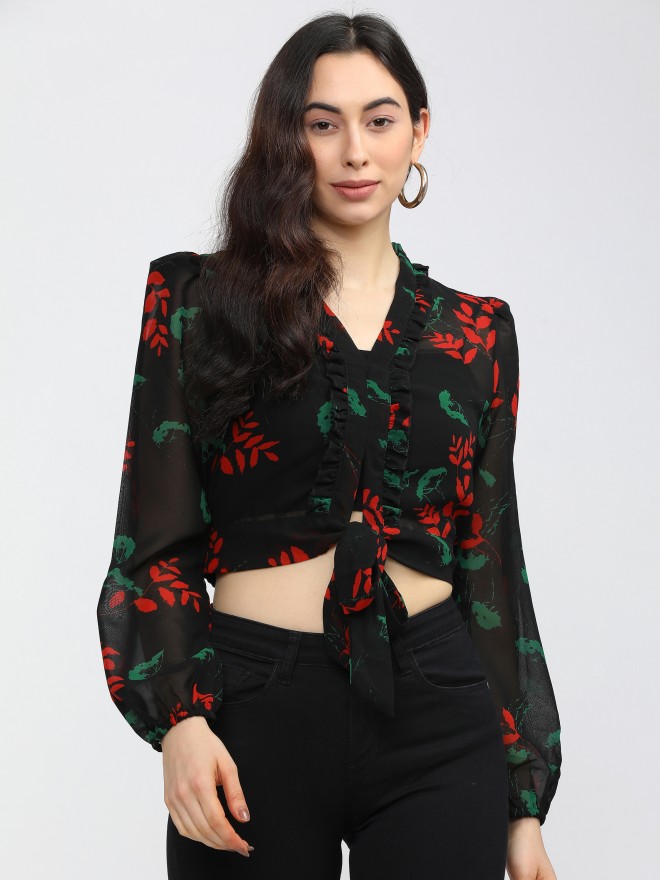 Buy Tokyo Talkies Black Floral Crop Top' for Women Online at Rs.369 - Ketch