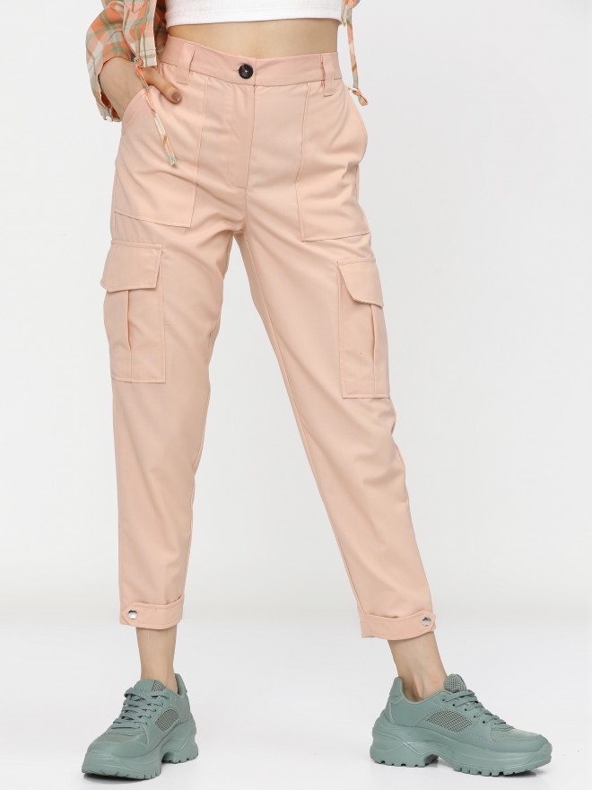 Buy ALCOTT Women Olive Green Skinny Fit Solid Cargo Trousers  Trousers for  Women 1848384  Myntra